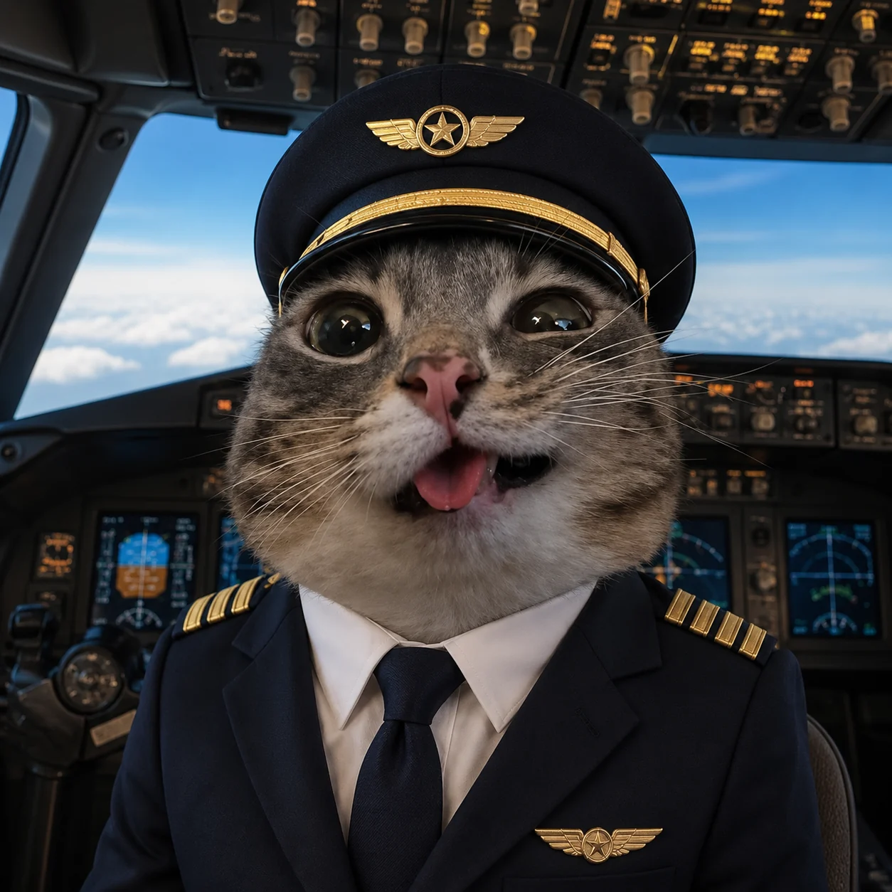 Pilot Cat at the controls